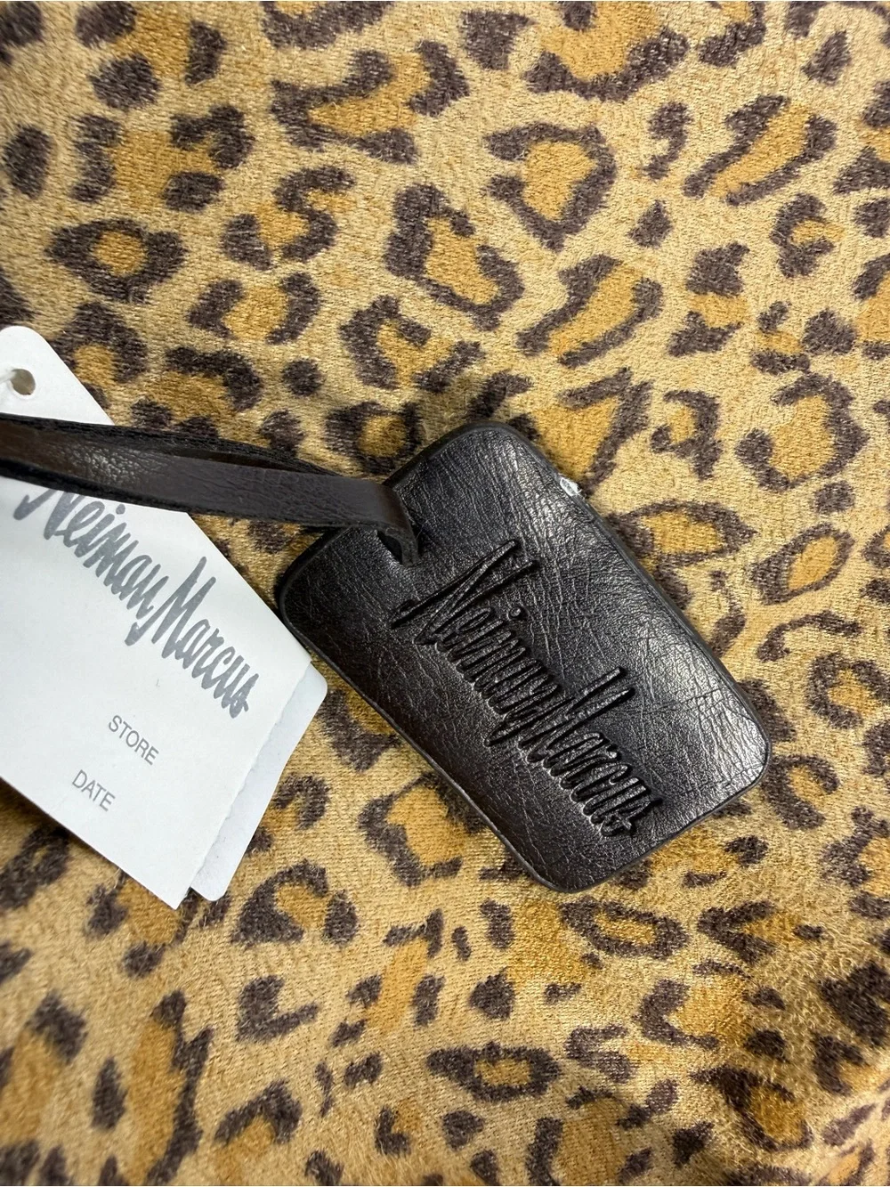 Neiman Marcus Leopard Print Tote with Dark Brown Handles